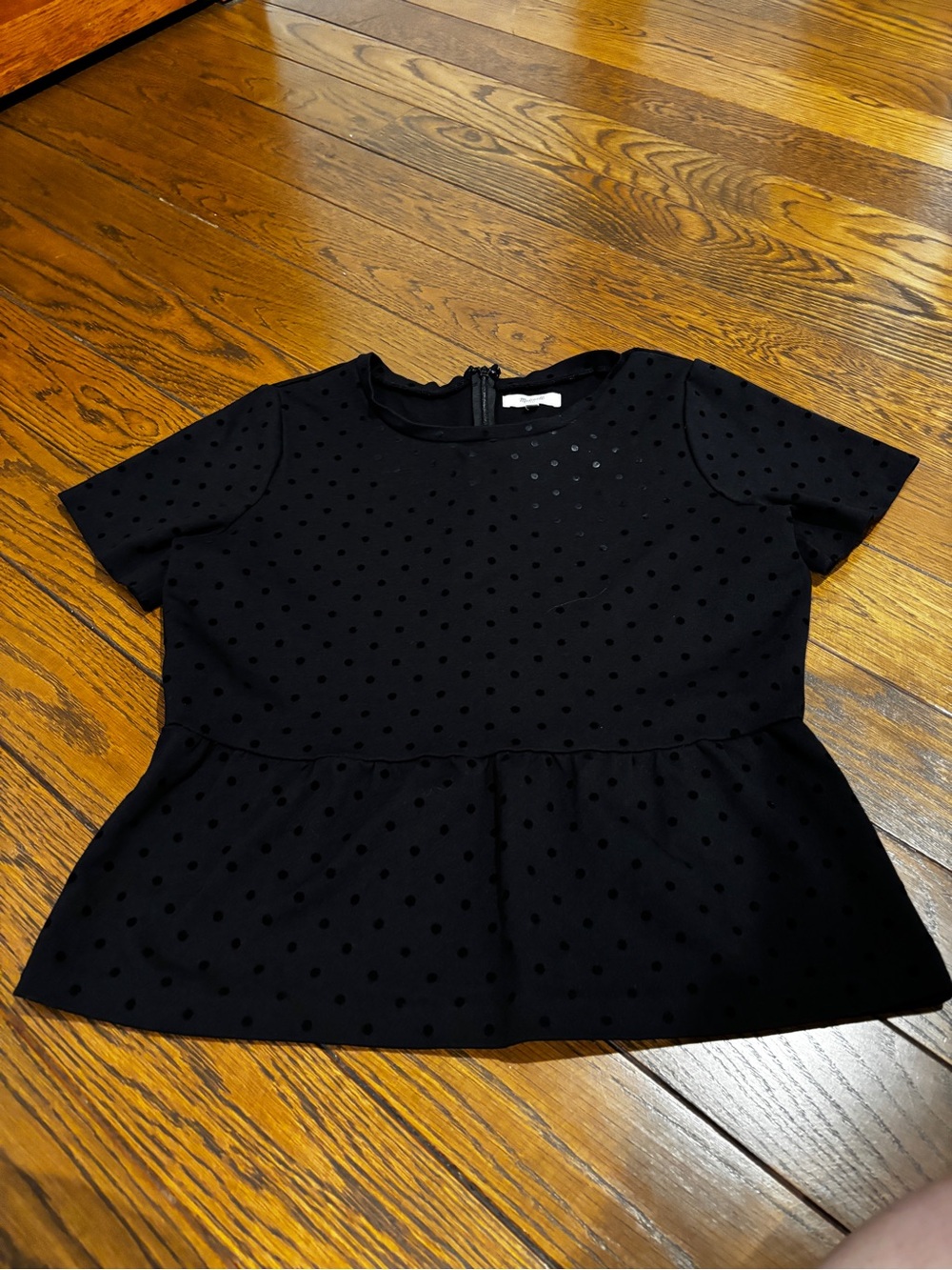 Womens’ Black Polka Dot Peplum Top